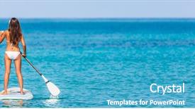  Presentation with banner blue - PPT theme with up paddleboard beach lifestyle banner background and a teal colored foreground