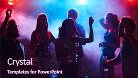  Presentation with dancing silhouettes - Presentation design with up people dancing in club background and a wine colored foreground