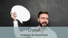  Presentation with dark space - Colorful slides enhanced with up photo of excited man backdrop and a light gray colored foreground