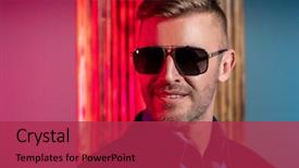  Presentation with mens fashion portrait - Colorful slide deck enhanced with up portrait of a brutal backdrop and a  colored foreground