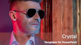  Presentation with mens fashion portrait - PPT layouts with up portrait of a brutal background and a  colored foreground