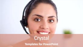  Presentation with customer service - Slide deck featuring close-up portrait background and a coral colored foreground