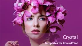  Presentation with beauty cosmetics - Presentation design enhanced with up portrait of a sensual background and a violet colored foreground