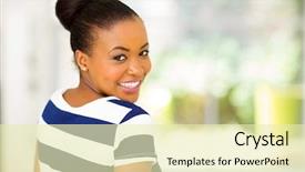  Presentation with african american women - Presentation theme consisting of up portrait of african american background and a soft green colored foreground