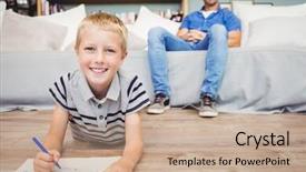  Presentation with book - Amazing slide set having up portrait of boy draw backdrop and a  colored foreground