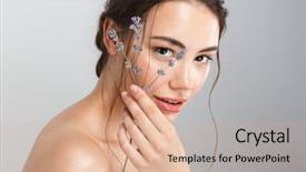  Presentation with flower woman - PPT theme featuring a sensual young topless background and a coral colored foreground