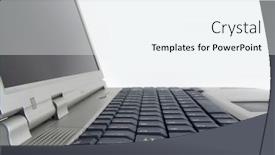  Presentation with notebook - Slide deck with up-projection-of-modern-notebook background and a sky blue colored foreground