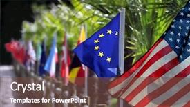  Presentation with close up shot - Amazing presentation theme having up shot of several flags backdrop and a tawny brown colored foreground
