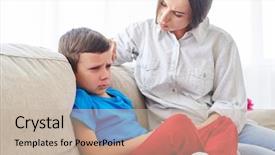  Presentation with close up shot - Presentation theme featuring up shot of young mother background and a mint green colored foreground