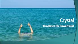  Presentation with water purifier system - Presentation design featuring up signg from sea water background and a  colored foreground