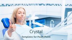  Presentation with dentistry - Colorful presentation theme enhanced with up sitting in dentistry cabinet backdrop and a sky blue colored foreground