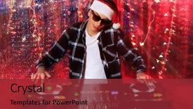  Presentation with christmas lights - PPT theme featuring up some christmas cheer disc background and a tawny brown colored foreground