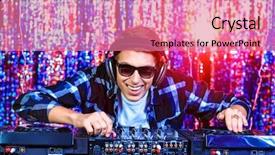  Presentation with music rock roll - Presentation theme consisting of up some music disco lights background and a  colored foreground