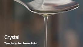  Presentation with edible oil - Theme with up spoon pouring olive oil background and a dark gray colored foreground