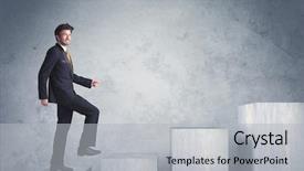  Presentation with stepping - Beautiful slides featuring up stairs - business person stepping up backdrop and a light gray colored foreground