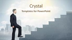  Presentation with concrete pouring during commercial concreting - Cool new presentation design with up stairs - businessman climbing up a concrete backdrop and a cream colored foreground