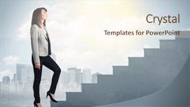 Presentation with climbing stairs - Beautiful PPT layouts featuring up stairs - businesswoman climbing up a concrete backdrop and a cream colored foreground