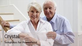  Presentation with senior couple - Slides enhanced with up stairs - portrait of senior couple standing background and a  colored foreground