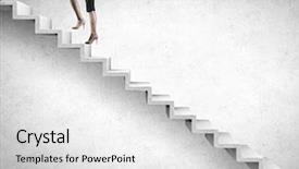  Presentation with walking young wild jaguar - Presentation theme consisting of up stairs - young businesswoman walking up background and a light gray colored foreground