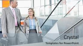  Presentation with walking - PPT theme with up stairs in train station background and a light gray colored foreground