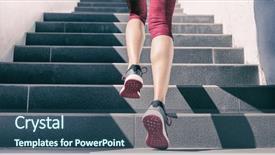  Presentation with weight loss - Slide set with up steps panorama banner runner background and a ocean colored foreground