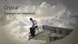  Presentation with broken bridge - Beautiful slide deck featuring up the bridge backdrop and a light gray colored foreground