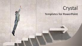  Presentation with businessman climbing the career ladder - Cool new PPT theme with up the career ladder mixed backdrop and a lemonade colored foreground