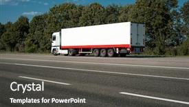  Presentation with cargo transportation - PPT theme consisting of up the road cargo transportation background and a dark gray colored foreground