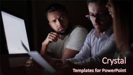  Presentation with employees - Amazing slides having up tired employees working overtime backdrop and a wine colored foreground