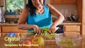 Presentation with elderly home - Presentation featuring up vegetables in home kitchen background and a tawny brown colored foreground