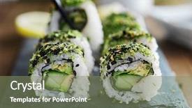  Presentation with vegetarian - Presentation theme consisting of up vegetarian sushi with chopsticks background and a seafoam green colored foreground