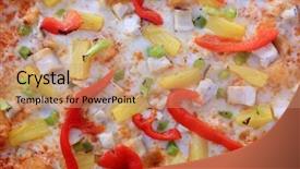  Presentation with fried egg close up view - Slides having up view of a hawaiian background and a coral colored foreground