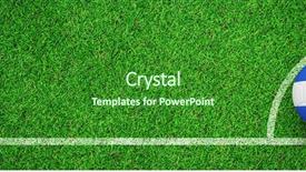  Presentation with astro turf football field - Cool new PPT theme with up view of astro turf backdrop and a forest green colored foreground