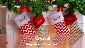  Presentation with christmas stocking - Presentation theme enhanced with up view of christmas stocking background and a coral colored foreground