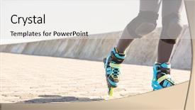  Presentation with skating - Beautiful presentation theme featuring up view of inline skates backdrop and a light gray colored foreground