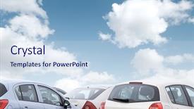  Presentation with sky blue - Colorful PPT layouts enhanced with up view of parked car backdrop and a sky blue colored foreground