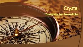  Presentation with close up view of the compass on old paper - Colorful presentation theme enhanced with up view of the compass backdrop and a  colored foreground