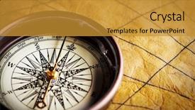  Presentation with old map - PPT theme consisting of up view of the compass background and a  colored foreground