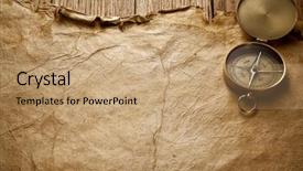  Presentation with old compass antique paper - Beautiful theme featuring up view of the compass backdrop and a coral colored foreground