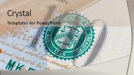  Presentation with close up view of the compass on old paper - PPT theme with up view on one hundred background and a mint green colored foreground