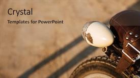  Presentation with motorcycle electric - Slide set featuring up view on retro motorcycle background and a coral colored foreground