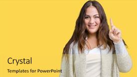  Presentation with number - Beautiful presentation theme featuring up with finger number one backdrop and a  colored foreground