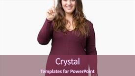  Presentation with plus size fashion model - Colorful slide deck enhanced with up with finger number one backdrop and a  colored foreground