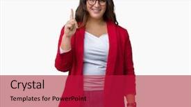  Presentation with number - Cool new PPT theme with up with finger number one backdrop and a  colored foreground