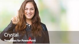  Presentation with plus size fashion model - PPT theme having up with finger number one background and a tawny brown colored foreground