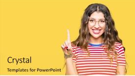  Presentation with glasses - Audience pleasing slide set consisting of up with finger number one backdrop and a  colored foreground