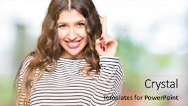  Presentation with crime woman on the run - Presentation theme featuring up with finger number one background and a coral colored foreground