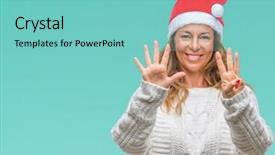  Presentation with eight - Amazing PPT theme having up with fingers number eight backdrop and a  colored foreground