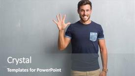  Presentation with grey - Colorful slide deck enhanced with up with fingers number five backdrop and a  colored foreground