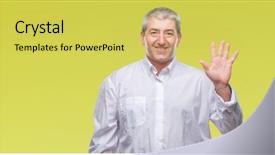  Presentation with senior heands - PPT theme consisting of up with fingers number five background and a  colored foreground